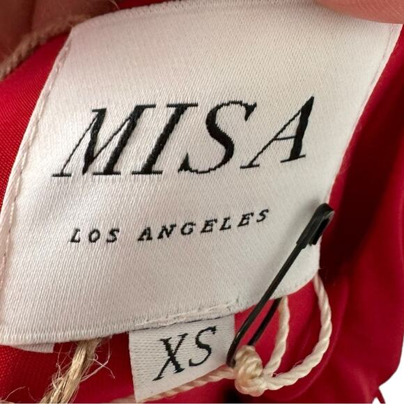 Misa Los Angeles Veronica Dress Red Long Wrap Maxi Stretchy Romantic Glamorous - Picture 9 of 16